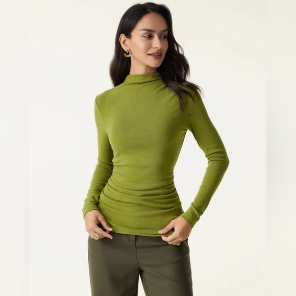 OGL Tops - OGL LiteWarm Mockeneck Ruched Long Sleeve Top Peri Green Size Small